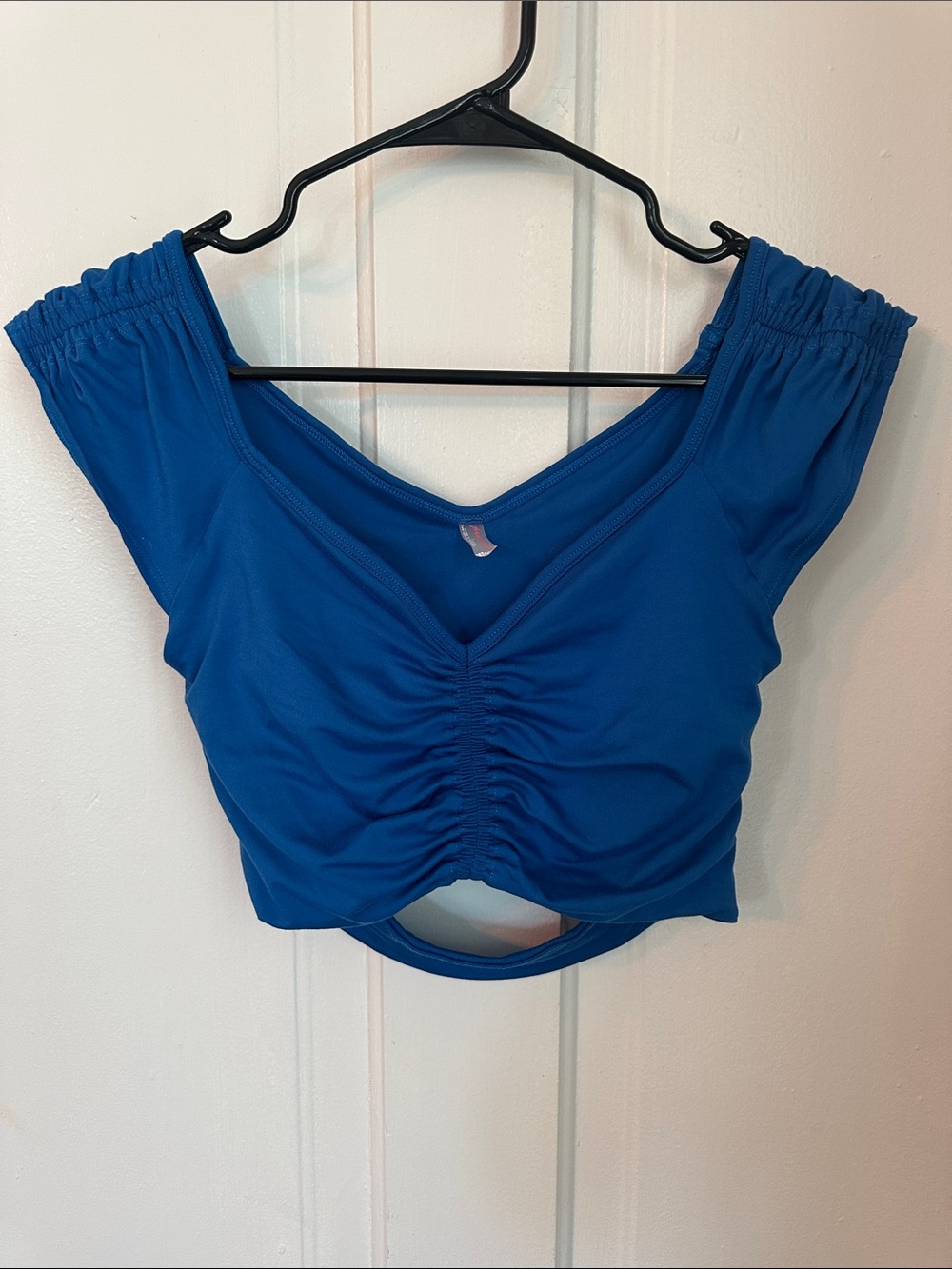 Free People Cobalt Ruched V-Neck Crop Top